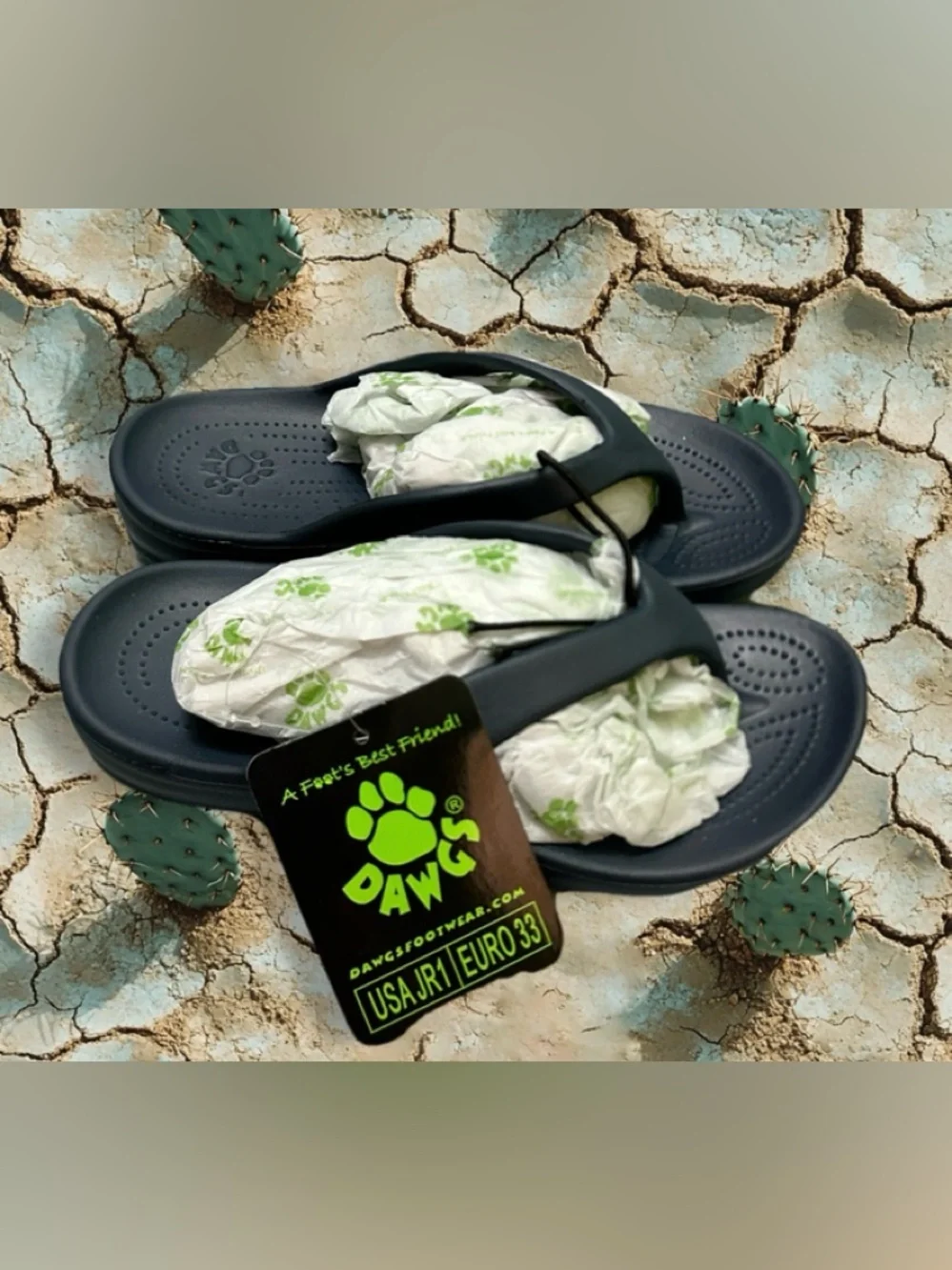 Dawgs Deep Navy Foam Thong Sandals size 1 kids